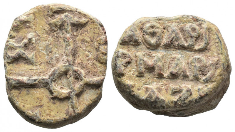 (Lead, 7.45g 17mm)Byzantine Seal circa 7-12 century AD