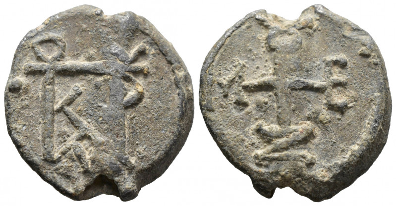 (Lead, 11.86g 23mm)Byzantine Seal circa 7-12 century AD