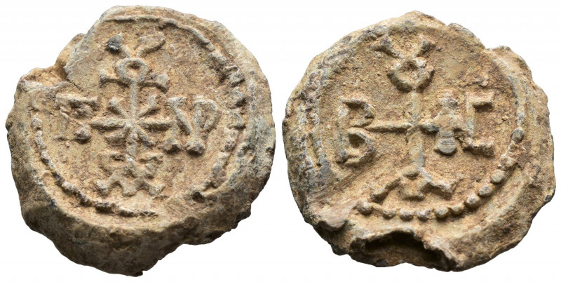 (Lead, 12.69g 25mm)Byzantine Seal circa 7-12 century AD