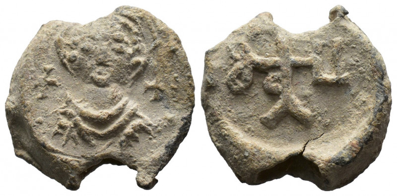 (Lead, 4.68g 17mm)Byzantine Seal circa 7-12 century AD