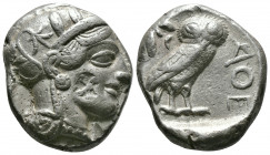 (Silver. 17.06g 26mm) ATTICA. Athens. Tetradrachm (Circa 454-404 BC). AR
Helmeted head of Athena right, with frontal eye.
Rev: AΘE./ Owl standing ri...