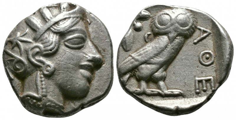 (Silver.16.91g 24mm) ATTICA. Athens. Tetradrachm (Circa 454-404 BC). AR
Helmete...