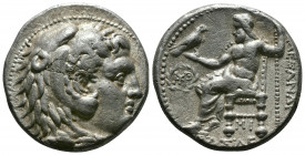 (Silver 16.99g 27mm) Seleukid Kingdom. Seleukos I Nikator, 312-280 BC. AR Tetradrachm. Babylon
Head of Herakles facing right, wearing lion\'s headdre...