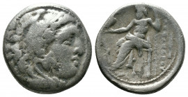 (Silver 4.06g 18mm) Kingdom of Macedon, Alexander III 'the Great' AR Drachm. circa 318-301 BC.
Head of Herakles right, wearing lion's skin
Rev: Zeus...