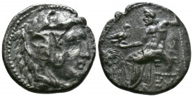 (Silver. 15.48g 27mm) Kings of Macedon. Alexander III the Great 336-323 BC. Tetradrachm AR 
Head of Herakles right, wearing lion skin
Rev: Zeus Aëto...