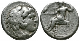 (Silver. 16.95g 25mm) Kings of Macedon. Alexander III the Great 336-323 BC. Tetradrachm AR 
Head of Herakles right, wearing lion skin
Rev: Zeus Aëto...