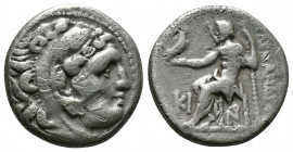 (Silver.4.13g 17mm) Kingdom of Macedon, Alexander III 'the Great' AR Drachm. circa 318-301 BC.
Head of Herakles right, wearing lion's skin
Rev: Zeus...