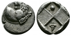 (Silver. 2.22g 13mm) THRACE. Chersonesos. Hemidrachm (Circa 386-338 BC).
Forepart of lion right, head left.
Rev: Quadripartite incuse square,