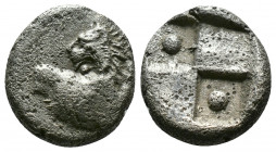 (Silver.2.22g 13mm) THRACE. Chersonesos. Hemidrachm (Circa 386-338 BC).
Forepart of lion right, head left.
Rev: Quadripartite incuse square,
