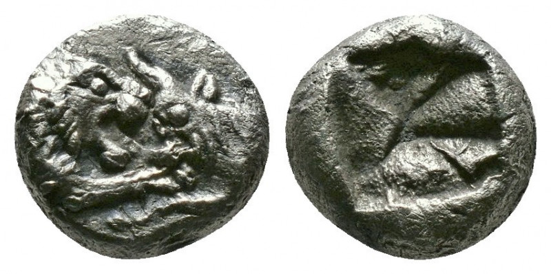 (Silver.0.86g 8mm) Kings of Lydia, Kroisos AR 1/12 Stater.Sardes, circa 550-546 ...