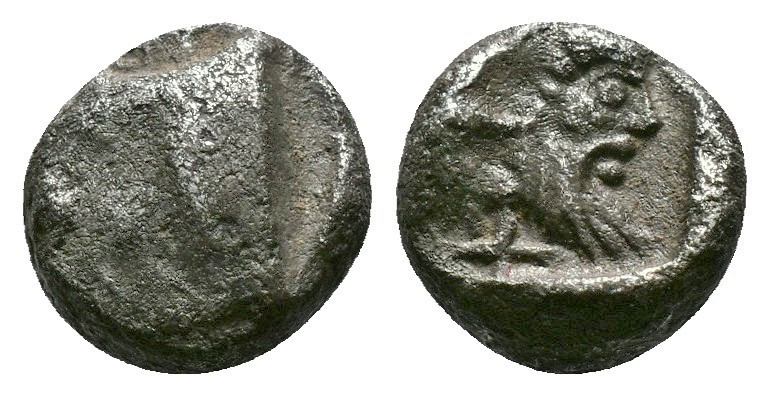 (Silver.0.79 g 8mm) CILICIA, Mallos Early 4th century BC. AR Obol.
Forepart of ...