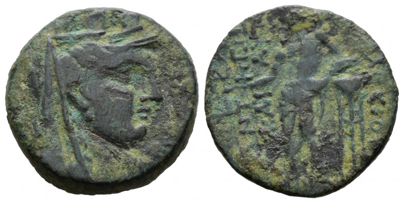 (Bronze.4.27g 19mm) CILICIA. Kelenderis. Ae (2nd-1st centuries BC).
Turreted, d...