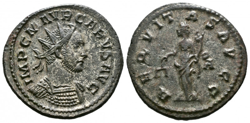 (Bronze. 4.06g 23mm) Carus, 282-283. Antoninianus, Lugdunum, 
radiate and cuira...