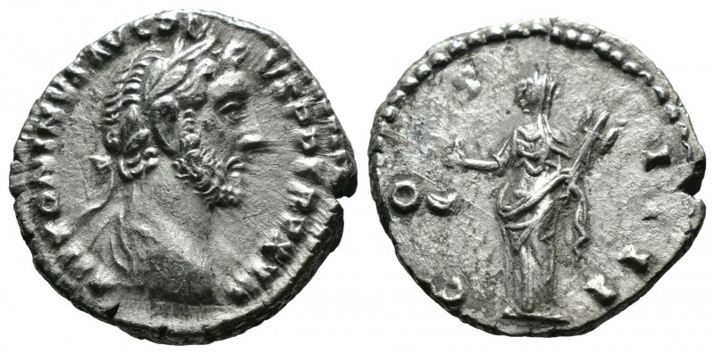 (Silver, 3.34g 18mm) Antoninus Pius. AR Denarius 138-161. Rome. 
Rev. laureate ...