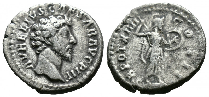 (Silver, 3.23g 19mm) Marcus Aurelius as Caesar AD 139-161. A Denarius Rome.
bar...