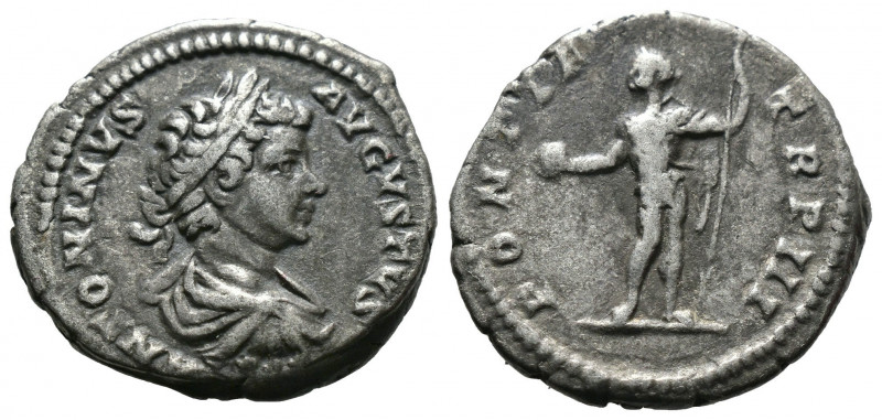 (Silver.3.21g 20mm) Caracalla AR Denarius. Rome, AD 200. 
laureate, draped and ...