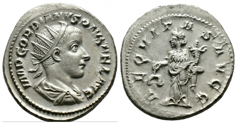 (Silver.4.78g 22mm) GORDIAN III (238-244). Antoninianus. Antioch.
Radiate, drap...