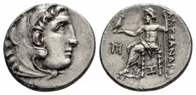 KINGS of MACEDON. Alexander III The Great.(336-323 BC). Drachm. 

Obv : Head of Herakles right, wearing lion skin.

Rev : AΛEΞANΔPOY.
Zeus seated left...