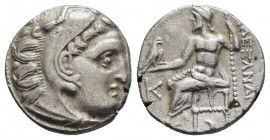 KINGS of MACEDON. Alexander III The Great.(336-323 BC). Kolophon.Drachm.

Obv : Head of Herakles right, wearing lion skin.

Rev : AΛΕΞΑΝΔΡΟΥ.
Zeus sea...