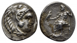 KINGS of MACEDON. Alexander III The Great.(336-323 BC).Sardeis.Drachm. 

Obv : Head of Herakles right, wearing lion skin.

Rev : AΛEΞANΔPOY.
Zeus seat...