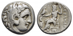KINGS of MACEDON. Alexander III The Great.(336-323 BC). Kolophon.Drachm.

Obv : Head of Herakles right, wearing lion skin.

Rev : AΛEΞANΔPOY.
Zeus sea...
