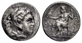 KINGS of MACEDON. Alexander III The Great.(336-323 BC).Sardes.Drachm. 

Obv : Head of Herakles right, wearing lion skin.

Rev : AΛEΞANΔPOY.
Zeus Aëtop...