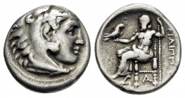 KINGS of MACEDON. Philip III Arrhidaios.(336-323 BC).Side.Drachm. 

Obv : Head of Herakles right, wearing lion skin.

Rev : ΦΙΛΙΠΠΟΥ.
Zeus seated left...