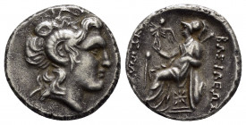 KINGS of THRACE. Lysimachos (305-281 BC).Uncertain mint.Drachm.

Obv : Diademed head of the deified Alexander right, wearing horn of Ammon.

Rev :...