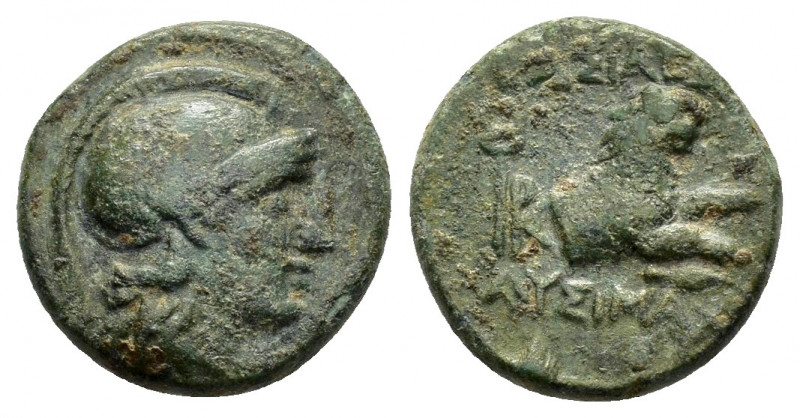 KINGS of THRACE. Lysimachos.(305-281 BC).Lysimacheia.Ae. 

Obv : Helmeted head o...