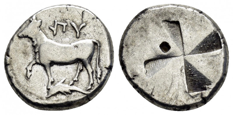 THRACE. Byzantion.(Circa 340-320 BC). Siglos.

Obv : 'ΠΥ.
Bull standing left on ...