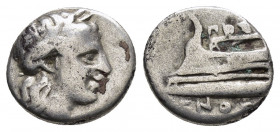 BITHYNIA. Kios.(Circa 345-315 BC).Hemidrachm.

Obv : KIA.
Laureate head of Apollo right.

Rev : ΠPOΞ ENOΣ.
Star surmounting prow of galley left.
SNG A...
