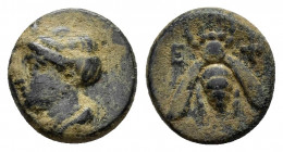 IONIA. Ephesos.(Circa 375-325 BC).Ae.

Obv : E - Φ.
Bee with straight wings.

Rev : Female head left, wearing stephane.
BMC 68.

Condition : Good very...
