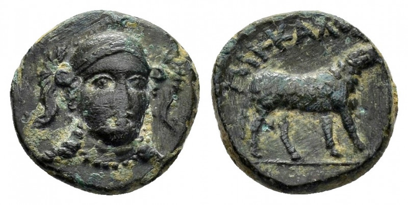 IONIA. Klazomenai.(Circa 386-301 BC).Ae.

Obv : Helmeted head of Athena facing s...