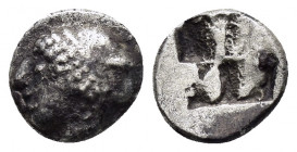 IONIA. Phokaia.(Circa 521-478 BC). Diobol.

Obv : Archaic head of Athena left.

Rev : Quadripartite incuse punch.
SNG Kayhan 522.

Condition : Good ve...