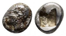 IONIA. Phokaia.(Circa 625/0-522 BC). Obol.

Obv : Female head left, wearing helmet or sakkos.

Rev : Quadripartite incuse square.

Condition : Good ve...