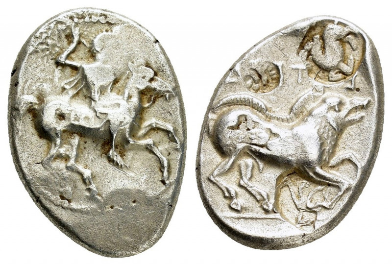 PAMPHYLIA. Aspendos.(Circa 420-360 BC). Drachm.

Obv : Warrior, hurling spear, o...