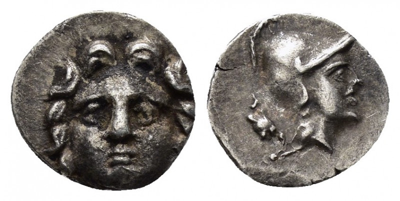 PISIDIA.Selge.(Circa 350-300 BC).Obol.

Obv : Facing gorgoneion.

Rev : Helmeted...