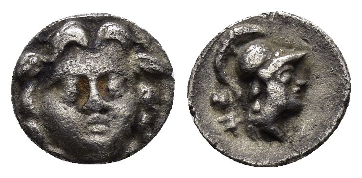 PISIDIA.Selge.(Circa 350-300 BC).Obol.

Obv : Facing gorgoneion.

Rev : Helmeted...