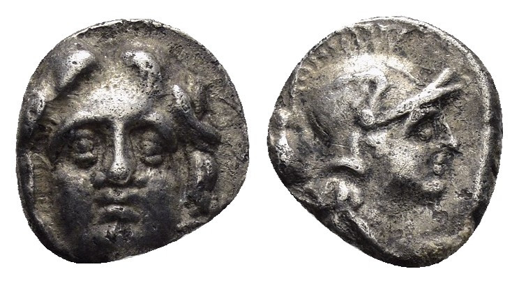 PISIDIA.Selge.(Circa 350-300 BC).Obol.

Obv : Facing gorgoneion.

Rev : Helmeted...