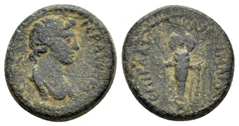 LYDIA. Maeonia. Pseudo-autonomous.Time of Hadrian.(117-138). Ae. 
Obv : ΙƐΡΑ ϹΥΚ...