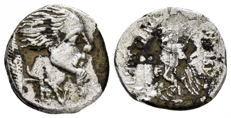 L. HOSTILIUS SASERNA.(48 BC).Denarius.fourrée.Rome.

Obv : Head of Gallic capt...