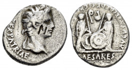 AUGUSTUS.(27 BC-14).Lugdunum.Denarius.

Obv : CAESAR AVGVSTVS DIVI F PATER PATRIAE.
Laureate head right.

Rev : C L CAESARES AVGVSTI F COS DESIG PRINC...