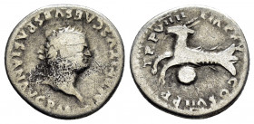 TITUS.(79-81).Rome.Denarius.

Obv : IMP TITVS CAES VESPASIAN AVG P M.
Laureate head right.

Rev : TR P VIIII IMP XV COS VII P P.
Capricorn left; globu...