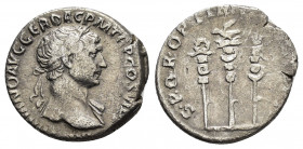 TRAJAN.(98-117).Rome.Denarius. 

Obv : IMP TRAIANO AVG GER DAC P M TR P COS VI P P.
Laureate and draped bust right.

Rev : SPQR OPTIMO PRINCIPI.
Legio...