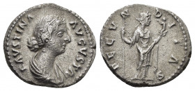 FAUSTINA II.(Augusta, 147-175). Rome.Denarius.

Obv : FAVSTINA AVGVSTA.
Draped bust right.

Rev : FECVNDITAS.
Fecunditas standing facing, head right, ...