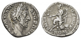 COMMODUS.(177-192).Rome.Denarius. 

Obv : COMM ANT AVG P BRIT.
Laureate head right.

Rev : P M TR P X IMP VII COS IIII P P ROM.
Roma seated left on pi...