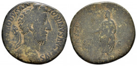 COMMODUS.(177-192).Rome.Sestertius. 

Ob v: M COMMODVS ANTON AVG PIVS BRIT.
Laureate head right.

Rev : VOTA SVSCEP DECEN P M TR P X IMP VII COS IIII ...