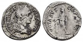 CARACALLA.(198-217).Rome.Denarius. 

Obv : ANTONINVS PIVS AVG GERM.
Laureate head right.

Rev : VOTA SVSCEPTA X
Caracalla, veiled, togate, standing le...