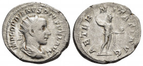 GORDIAN III.(238-244). Rome.Antoninianus. 

Obv : IMP GORDIANVS PIVS FEL AVG.
Radiate, draped and cuirassed bust right.

Rev : AETERNITATI AVG.
Sol st...