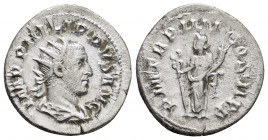 PHILIP I THE ARAB.(244–249). Antioch.Antoninianus.

Obv : IMP M IVL PHILIPPVS AVG.
Radiate, draped and cuirassed bust right seen from front.

Rev : P ...